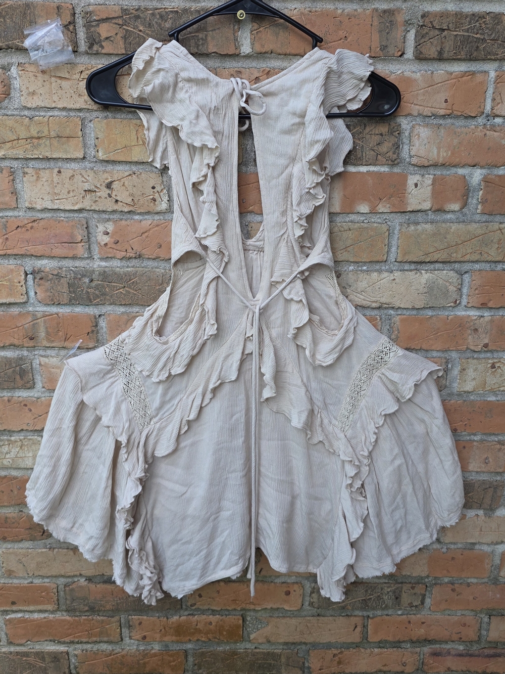Free People Cream Ruffled Mini Dress - Picture 5 of 14